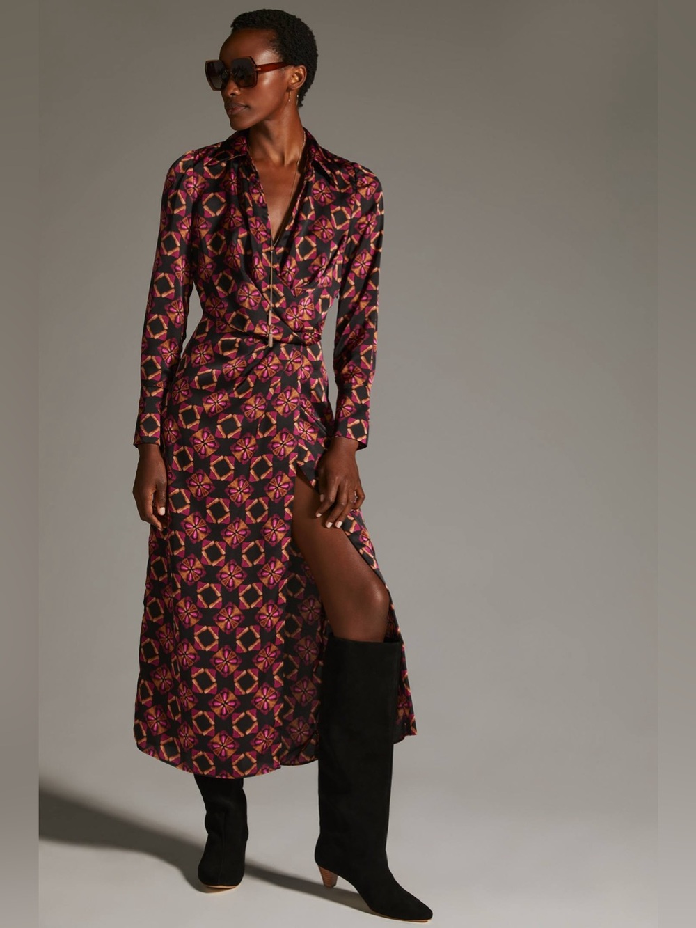 Misa Los Angeles Bohemian Gypsy Long Sleeve Wrap Dress